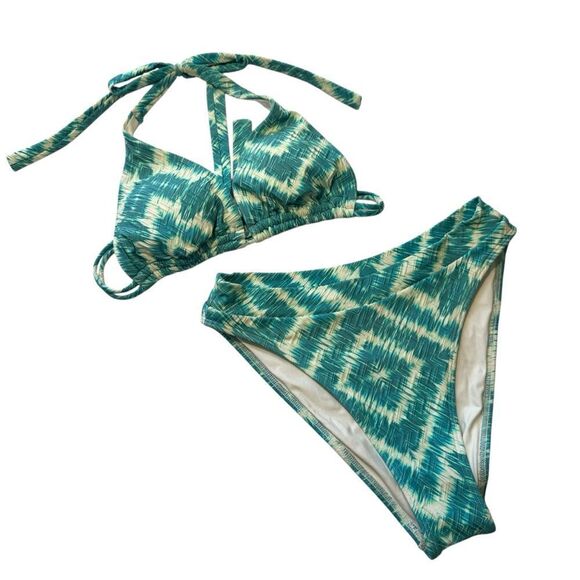 Luli Fama Mermaid Wishes bikini set High Leg Banded Bottoms  triangle top medium - Picture 2 of 11